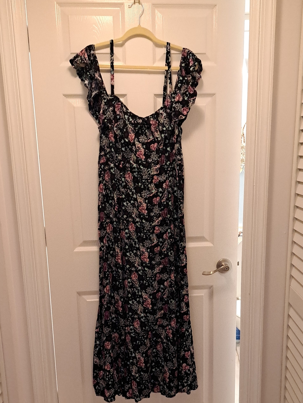 torrid Black Floral Maxi Dress with Pink & Green Print